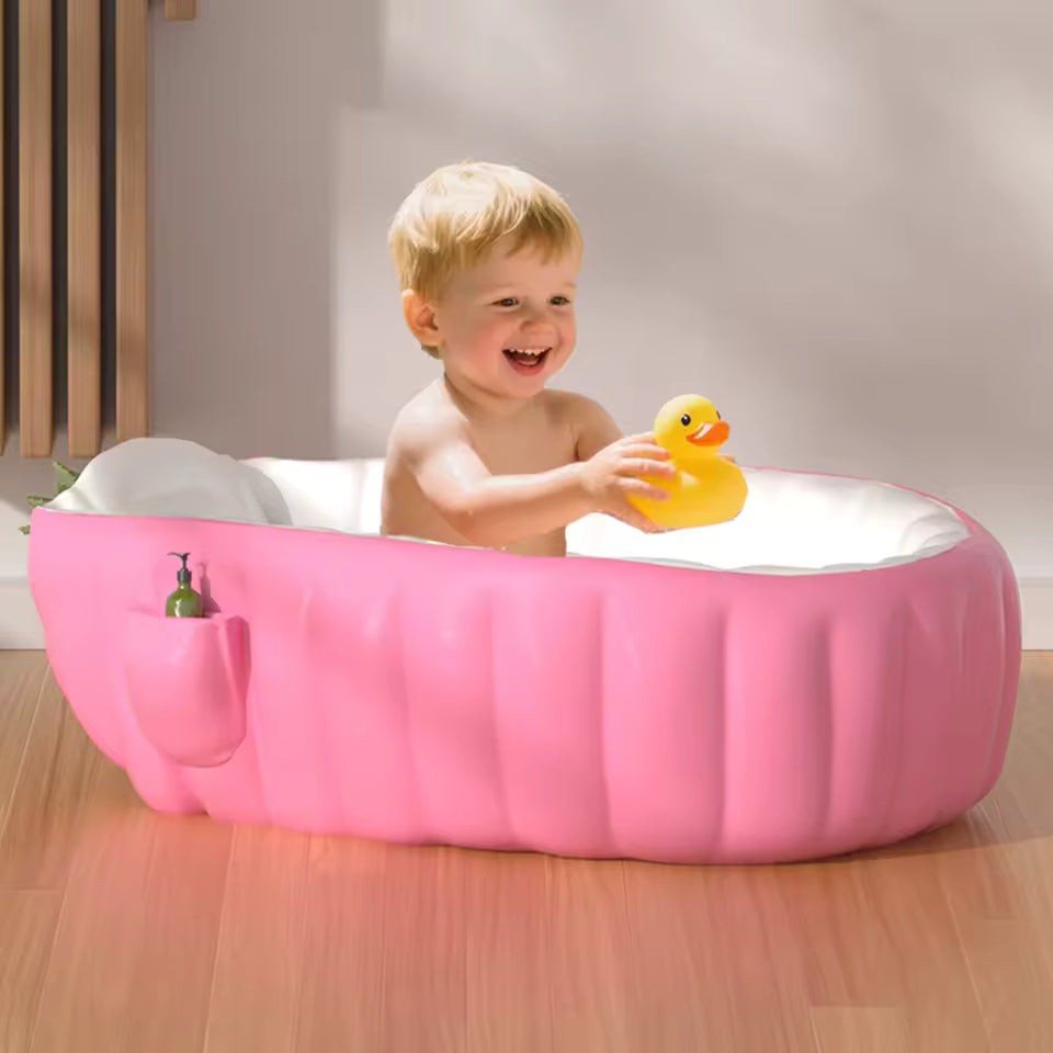 baignoir gonflable bébé rose