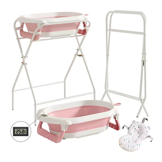 Baignoire bébé sur pied rose oasis bebe