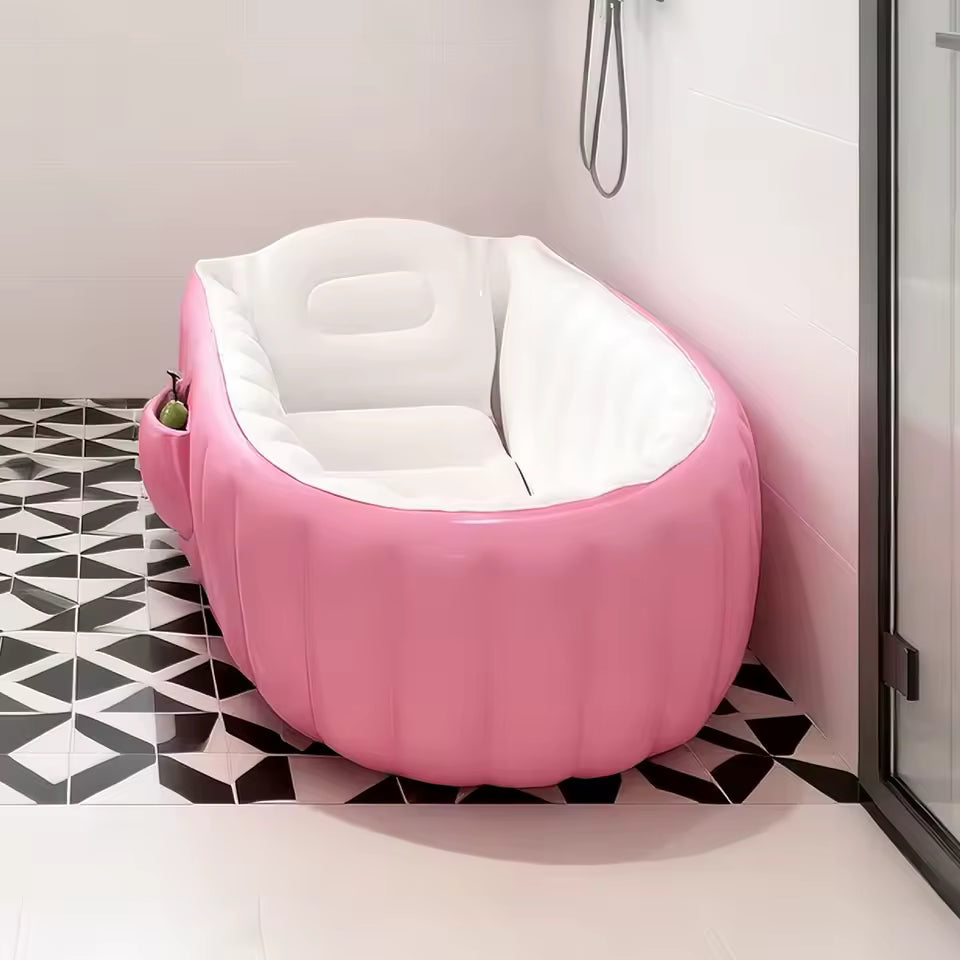 baignoir gonflable bébé rose bain