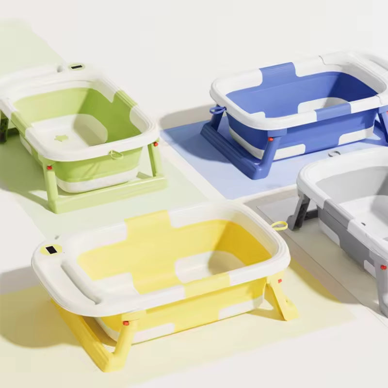 baignoire bebe bleu jaune gris vert 