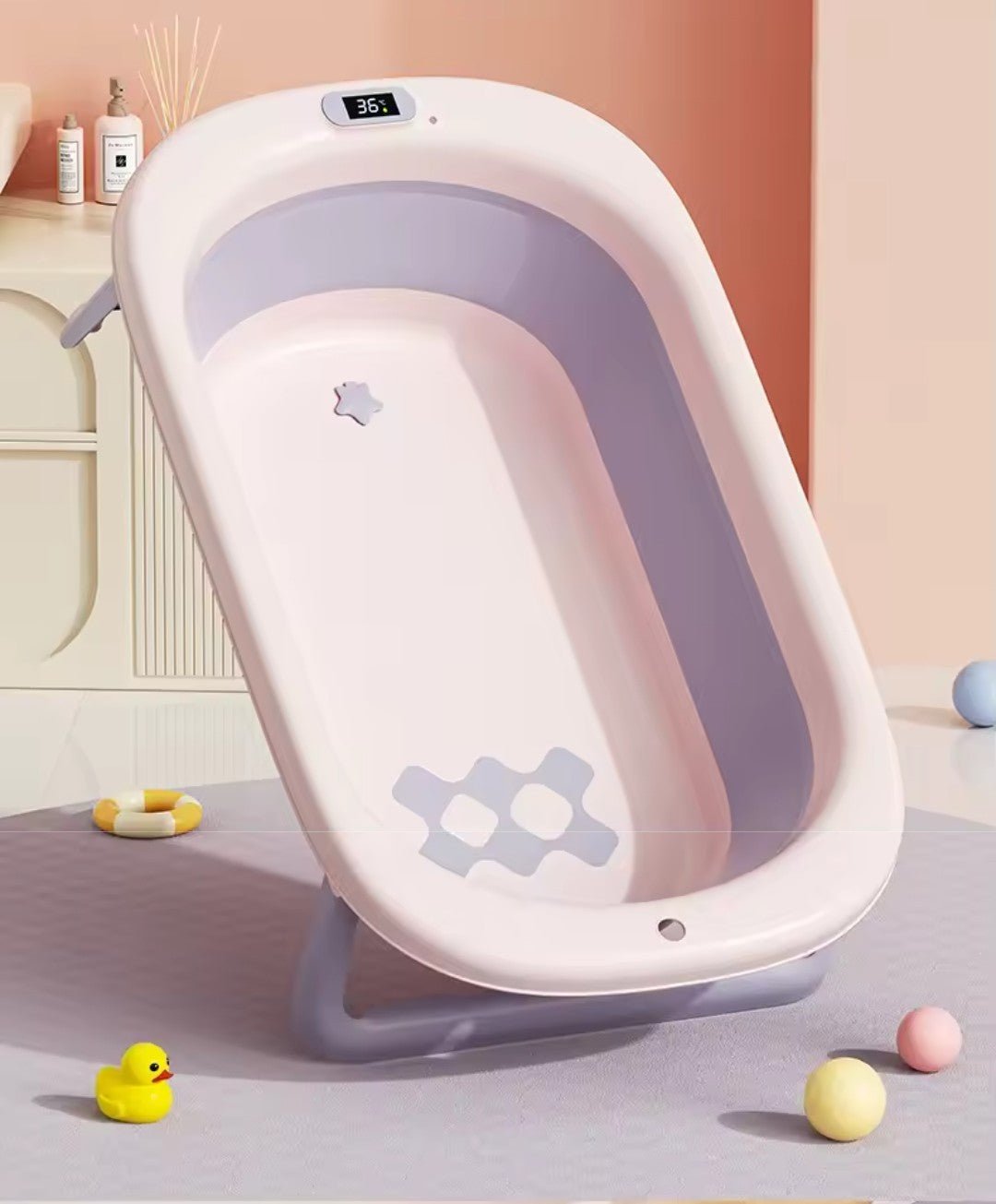 Baignoire bebe | Pliable avec indicateur de température - Mon Oasis Bébé