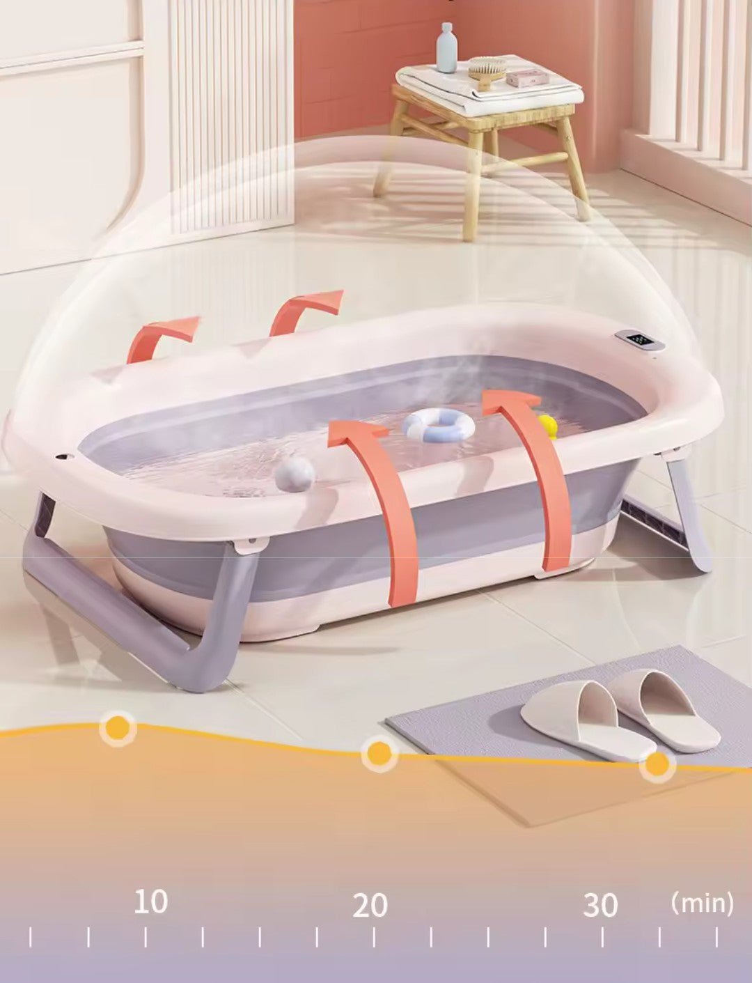 Baignoire bebe | Pliable avec indicateur de température - Mon Oasis Bébé