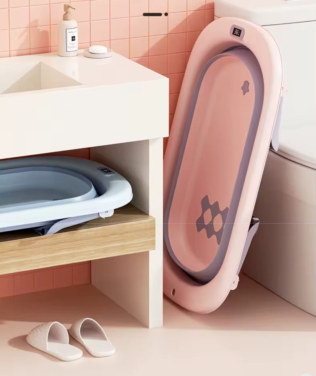 Baignoire bebe | Pliable avec indicateur de température - Mon Oasis Bébé